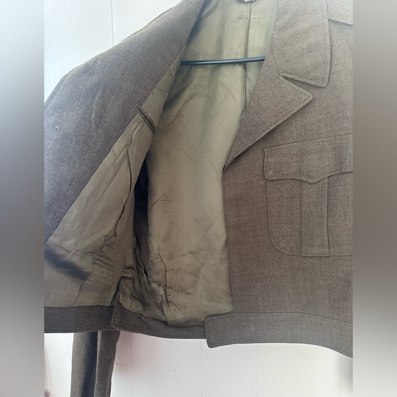 vintage • wwii army coat wool blazer green military jacket - Picture 6 of 12